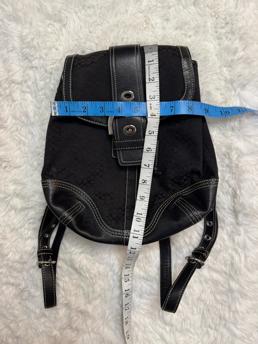Coach Soho Black Signature Drawstring Mini Backpack